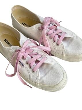 Superga Sneakers Runners Canvas Low Top Lace Up White Size 40 US 9 Womens